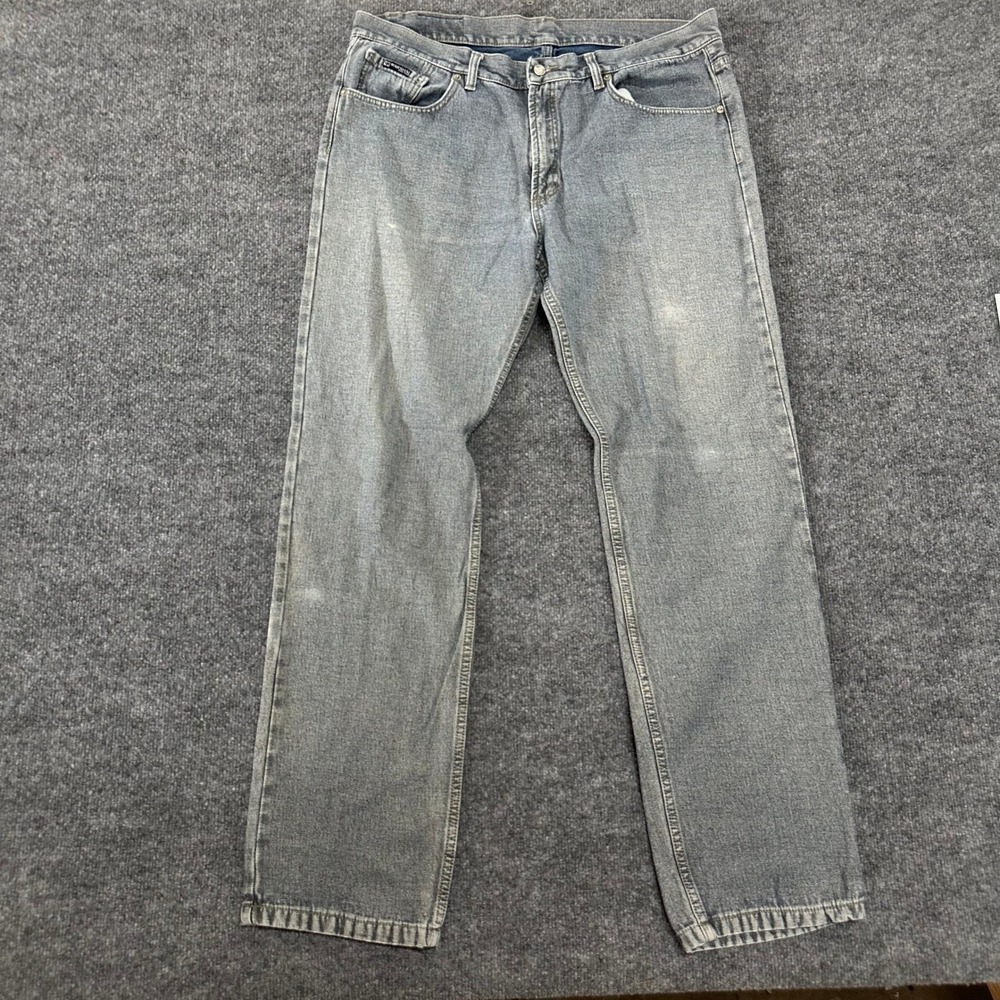 Warshal Jeans Mens Size 38 Blue Faded Straight Leg Casual Denim Pants